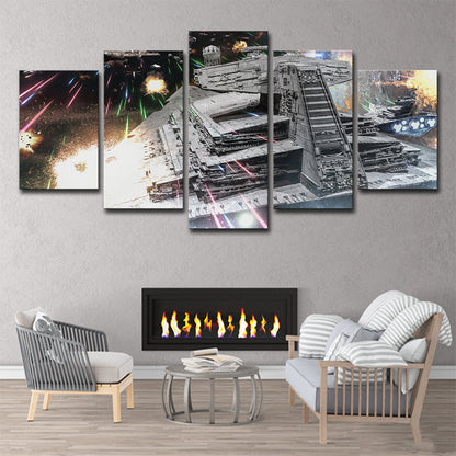 Silver Star War Destroyer Canvas Multi-Piece Kids Style Boys Bedroom Wall Art Silver Clearhalo 'Art Gallery' 'Canvas Art' 'Kids' Arts' 1704958