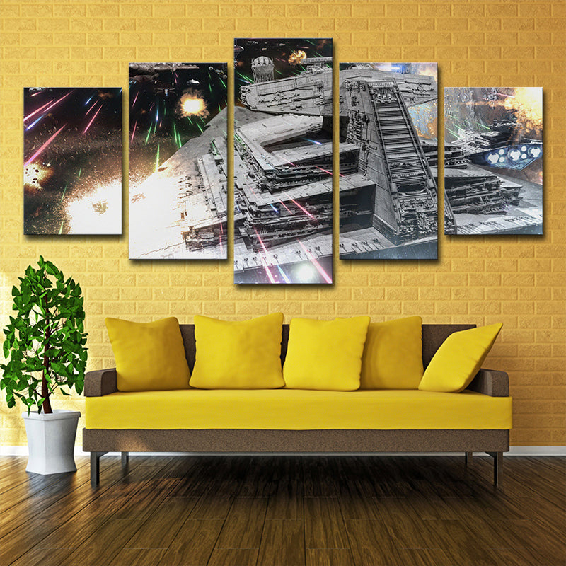 Silver Star War Destroyer Canvas Multi-Piece Kids Style Boys Bedroom Wall Art Clearhalo 'Art Gallery' 'Canvas Art' 'Kids' Arts' 1704959