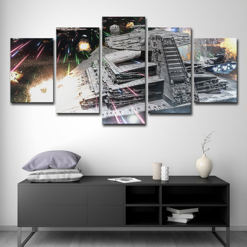 Silver Star War Destroyer Canvas Multi-Piece Kids Style Boys Bedroom Wall Art Clearhalo 'Art Gallery' 'Canvas Art' 'Kids' Arts' 1704960