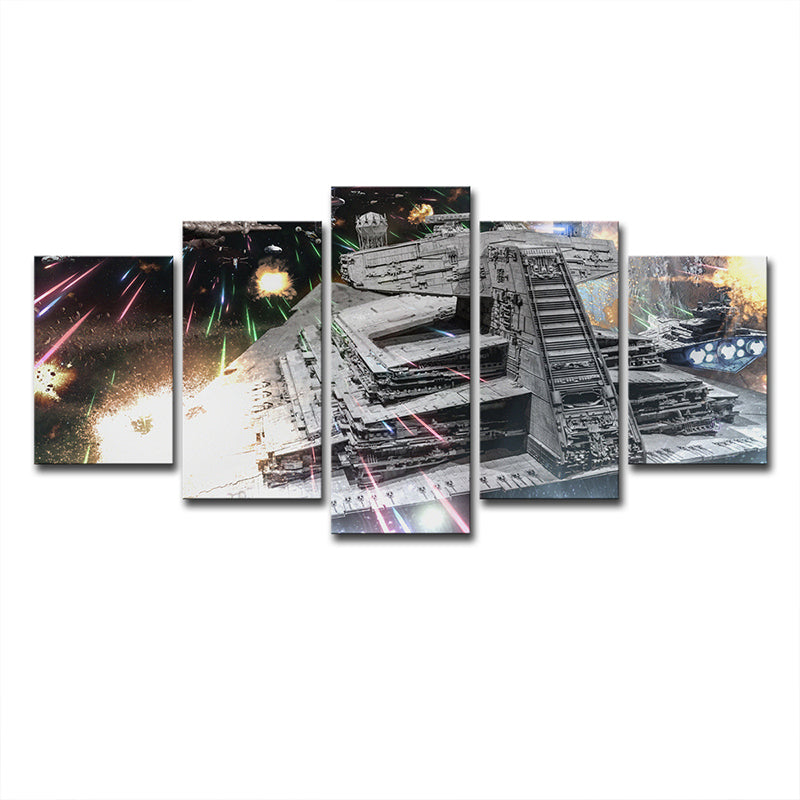 Silver Star War Destroyer Canvas Multi-Piece Kids Style Boys Bedroom Wall Art Clearhalo 'Art Gallery' 'Canvas Art' 'Kids' Arts' 1704961