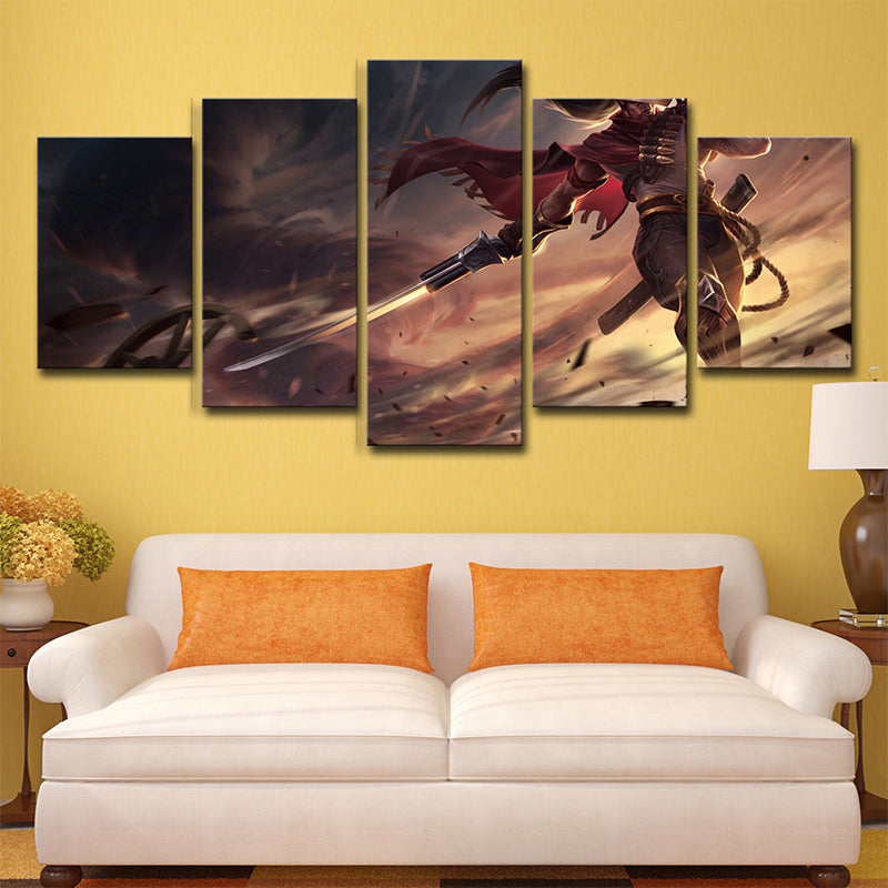 Magical League of Legends Canvas Print Boys Room Game Character Wall Art in Brown Brown Clearhalo 'Art Gallery' 'Canvas Art' 'Kids' Arts' 1704972