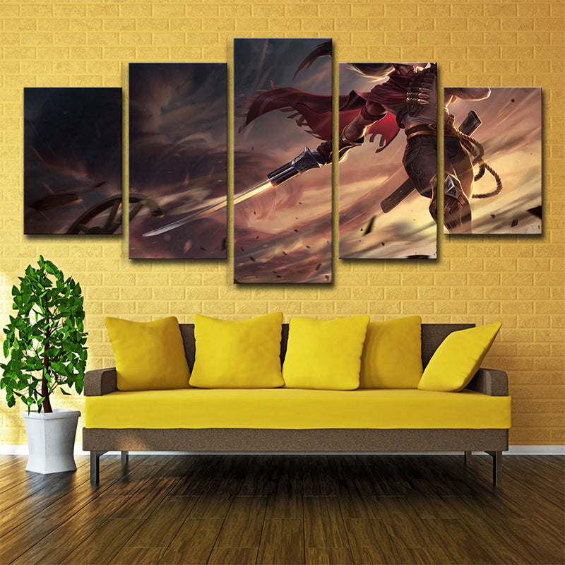 Magical League of Legends Canvas Print Boys Room Game Character Wall Art in Brown Clearhalo 'Art Gallery' 'Canvas Art' 'Kids' Arts' 1704973