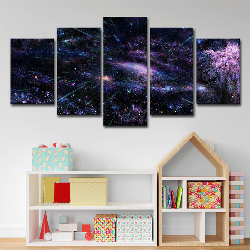 Purple Starburst Canvas Art Night Sky Kids Multi-Piece Wall Decor for House Interior Clearhalo 'Art Gallery' 'Canvas Art' 'Kids' Arts' 1704987