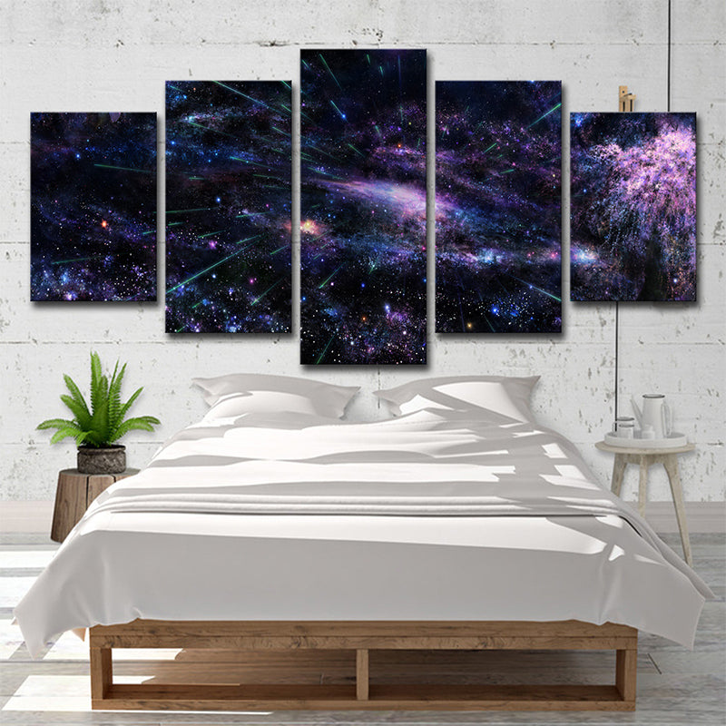 Purple Starburst Canvas Art Night Sky Kids Multi-Piece Wall Decor for House Interior Clearhalo 'Art Gallery' 'Canvas Art' 'Kids' Arts' 1704988