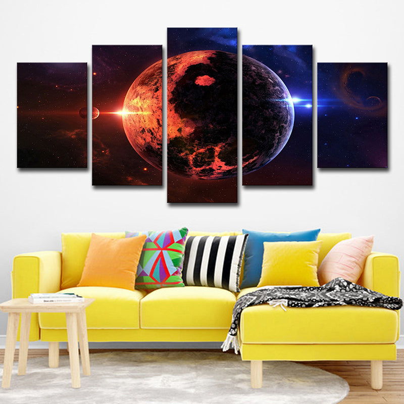 Space Planet Canvas Wall Art Science Fiction Multi-Piece Wall Decor for Kids Bedroom Black Clearhalo 'Art Gallery' 'Canvas Art' 'Kids' Arts' 1705007