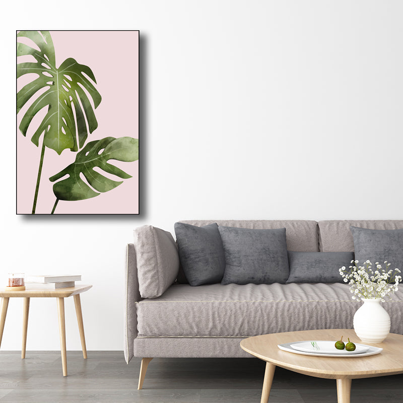 Nordic Style Botanical Leaf Painting Canvas Textured Green Wall Art for Guest Room Green Design 1 Clearhalo 'Arts' 'Canvas Art' 1705014