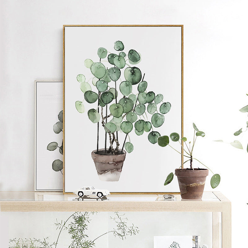 Bonsai Wall Art Decor Nordic Enchanting Botanical Canvas Print in Green for Bedroom Green Clearhalo 'Arts' 'Canvas Art' 1705032