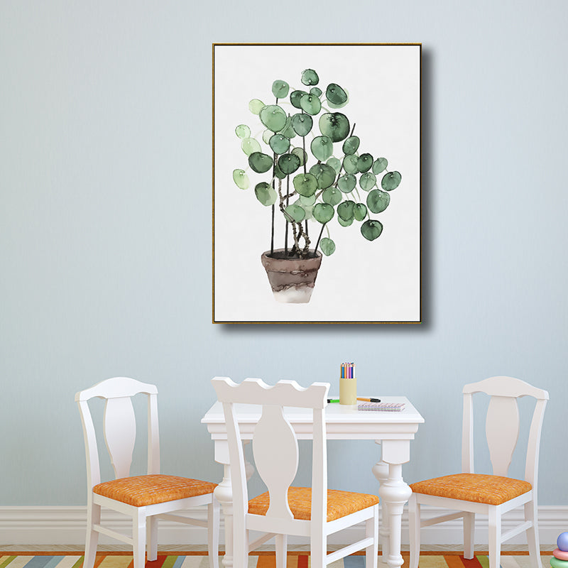 Bonsai Wall Art Decor Nordic Enchanting Botanical Canvas Print in Green for Bedroom - Clearhalo - 'Arts' - 'Canvas Art' - 1705033