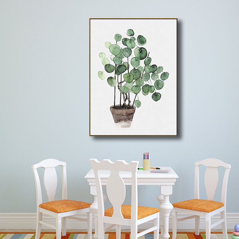 Bonsai Wall Art Decor Nordic Enchanting Botanical Canvas Print in Green for Bedroom Clearhalo 'Arts' 'Canvas Art' 1705033