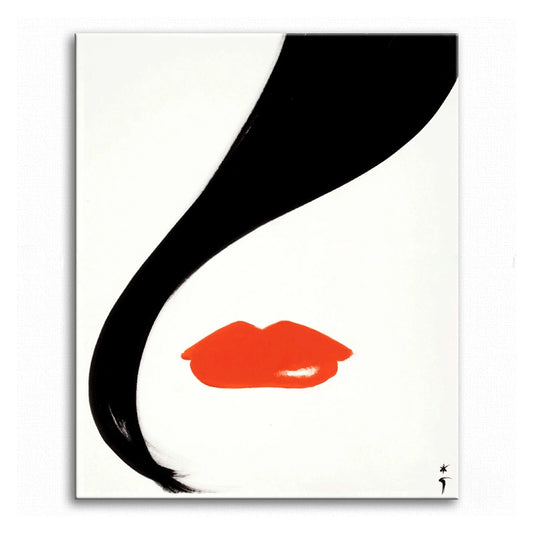 Red Lip Art Print Fashion Woman Drawing Minimalist Textured Canvas on White for Room Clearhalo 'Art Gallery' 'Canvas Art' 'Contemporary Art Gallery' 'Contemporary Art' 'Minimalism' 'Minimalist Art Gallery' 'Scandinavian' Arts' 1705088