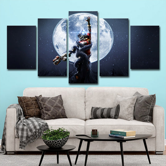 Comic Game Moon Night Canvas Dark Blue Science Fiction Wall Art Decor for Bedroom Clearhalo 'Art Gallery' 'Canvas Art' 'Kids' Arts' 1705107