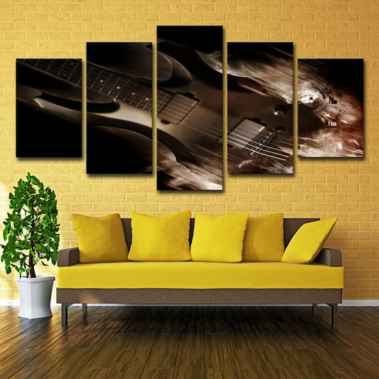 Modern Guitar Canvas Wall Art Brown Musical Instrument Wall Decor for Sitting Room Clearhalo 'Art Gallery' 'Canvas Art' 'Contemporary Art Gallery' 'Modern' Arts' 1705114