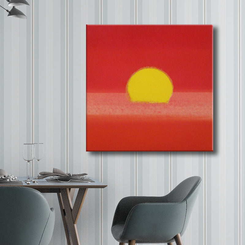 Canvas Textured Painting Children's Art Sunrise Wall Decor in Dark Color for Hallway Red Clearhalo 'Art Gallery' 'Canvas Art' 'Kids' Arts' 1705126