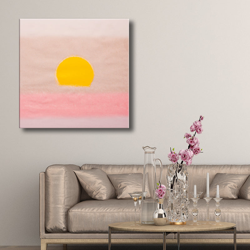 Canvas Textured Painting Children's Art Sunrise Wall Decor in Dark Color for Hallway Pink Clearhalo 'Art Gallery' 'Canvas Art' 'Kids' Arts' 1705133