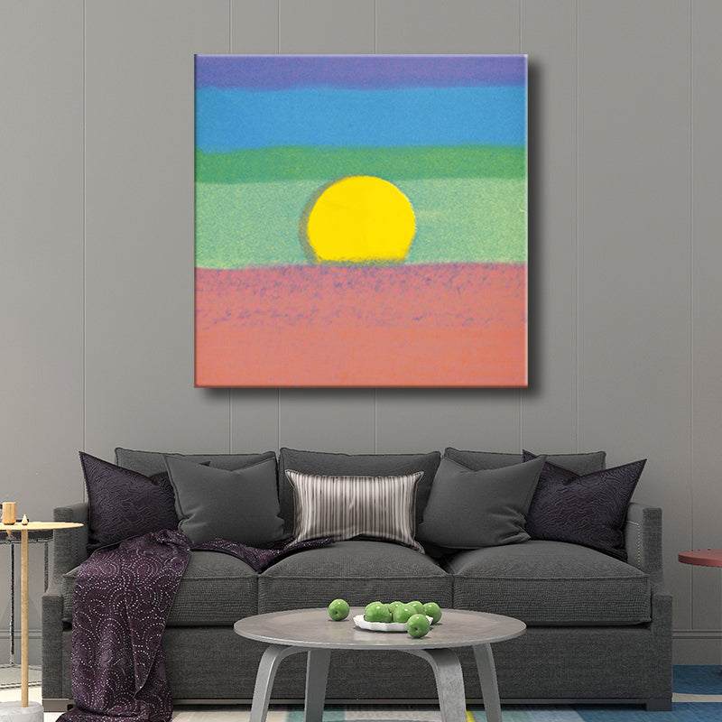 Canvas Textured Painting Children's Art Sunrise Wall Decor in Dark Color for Hallway Clearhalo 'Art Gallery' 'Canvas Art' 'Kids' Arts' 1705138