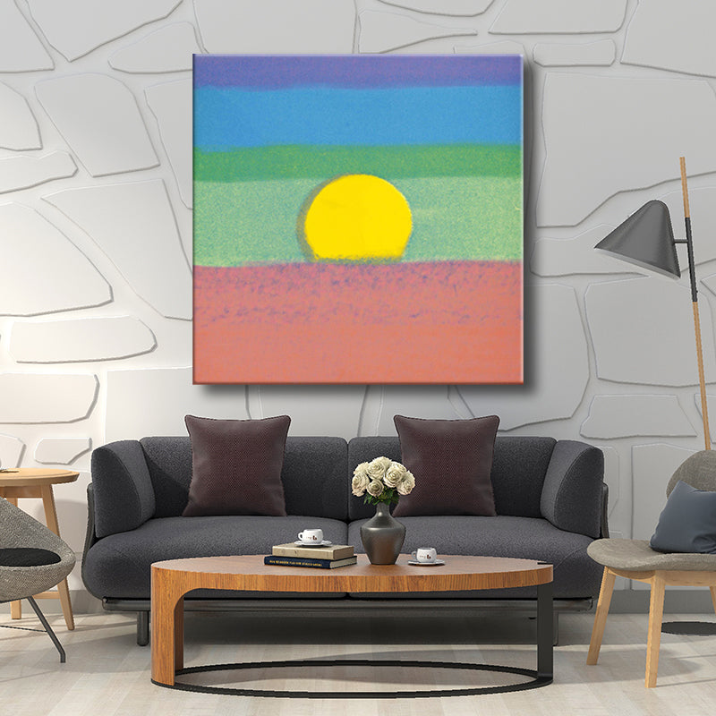 Canvas Textured Painting Children's Art Sunrise Wall Decor in Dark Color for Hallway Clearhalo 'Art Gallery' 'Canvas Art' 'Kids' Arts' 1705139