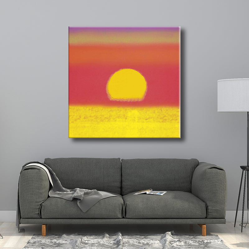 Canvas Textured Painting Children's Art Sunrise Wall Decor in Dark Color for Hallway Clearhalo 'Art Gallery' 'Canvas Art' 'Kids' Arts' 1705142