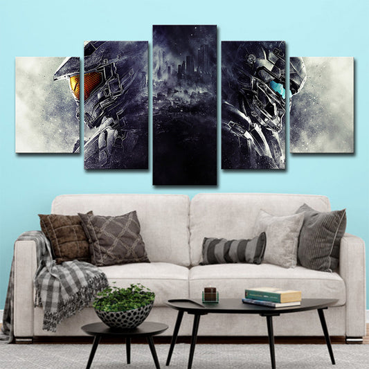 Guardians Art Print Science Fiction Cool Game Character Wall Decor in Grey-Black Grey Clearhalo 'Art Gallery' 'Canvas Art' 'Kids' Arts' 1705180