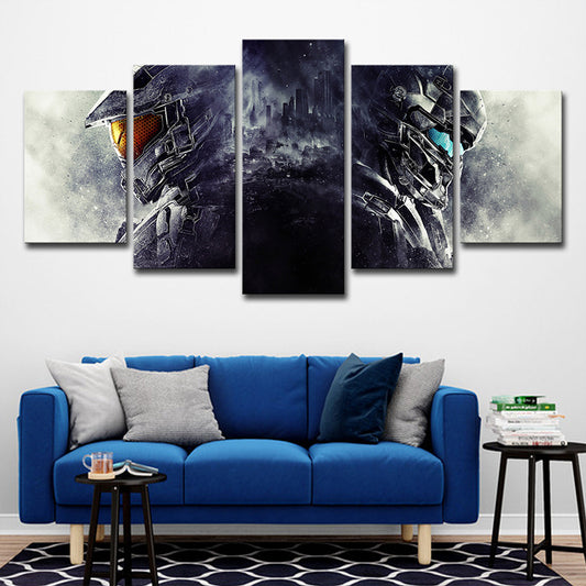 Guardians Art Print Science Fiction Cool Game Character Wall Decor in Grey-Black Clearhalo 'Art Gallery' 'Canvas Art' 'Kids' Arts' 1705181
