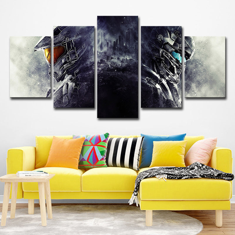Guardians Art Print Science Fiction Cool Game Character Wall Decor in Grey-Black Clearhalo 'Art Gallery' 'Canvas Art' 'Kids' Arts' 1705182