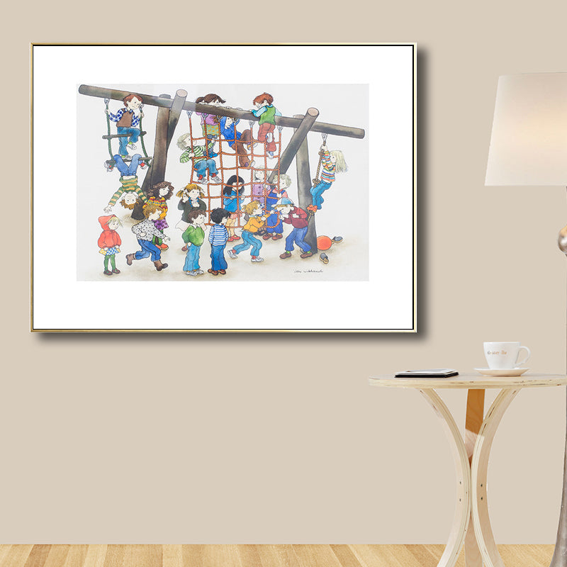 Back to Childhood Drawing Canvas Wall Art Kids Textured Wall Decoration in Soft Color Clearhalo 'Art Gallery' 'Canvas Art' 'Kids' Arts' 1705237