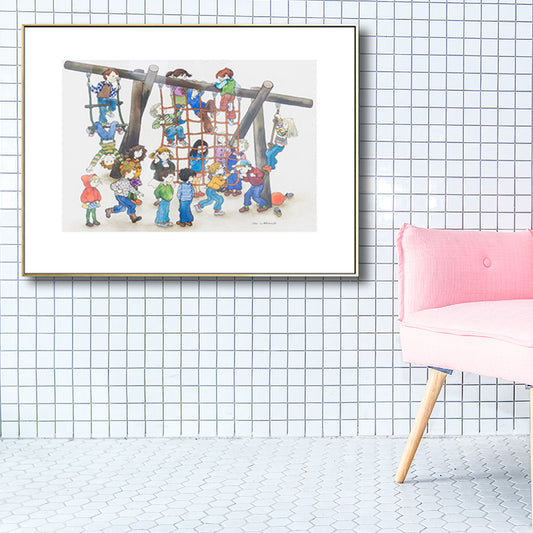 Back to Childhood Drawing Canvas Wall Art Kids Textured Wall Decoration in Soft Color Clearhalo 'Art Gallery' 'Canvas Art' 'Kids' Arts' 1705238