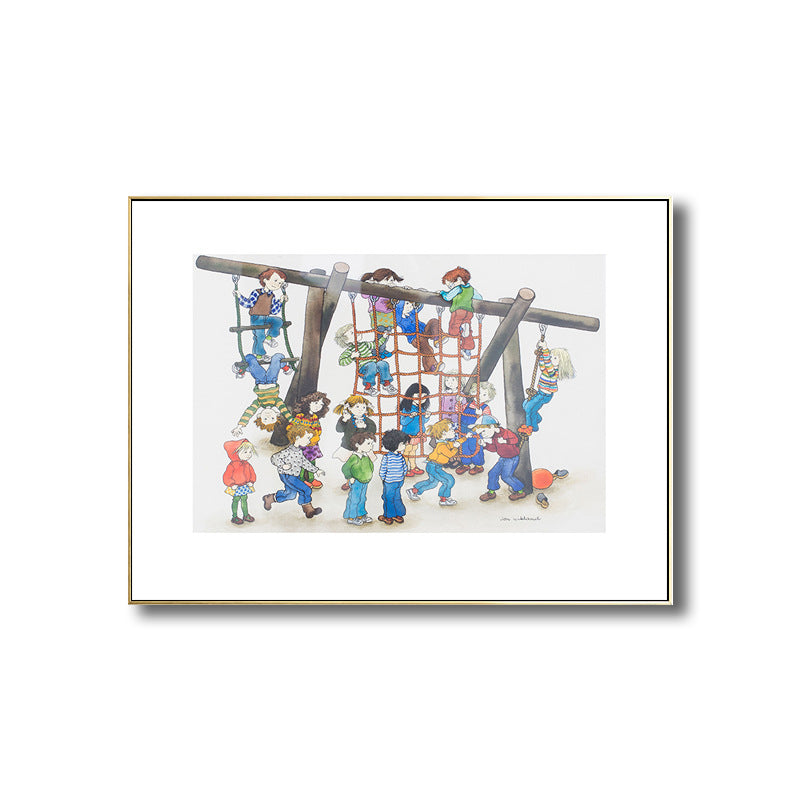 Back to Childhood Drawing Canvas Wall Art Kids Textured Wall Decoration in Soft Color Clearhalo 'Art Gallery' 'Canvas Art' 'Kids' Arts' 1705239