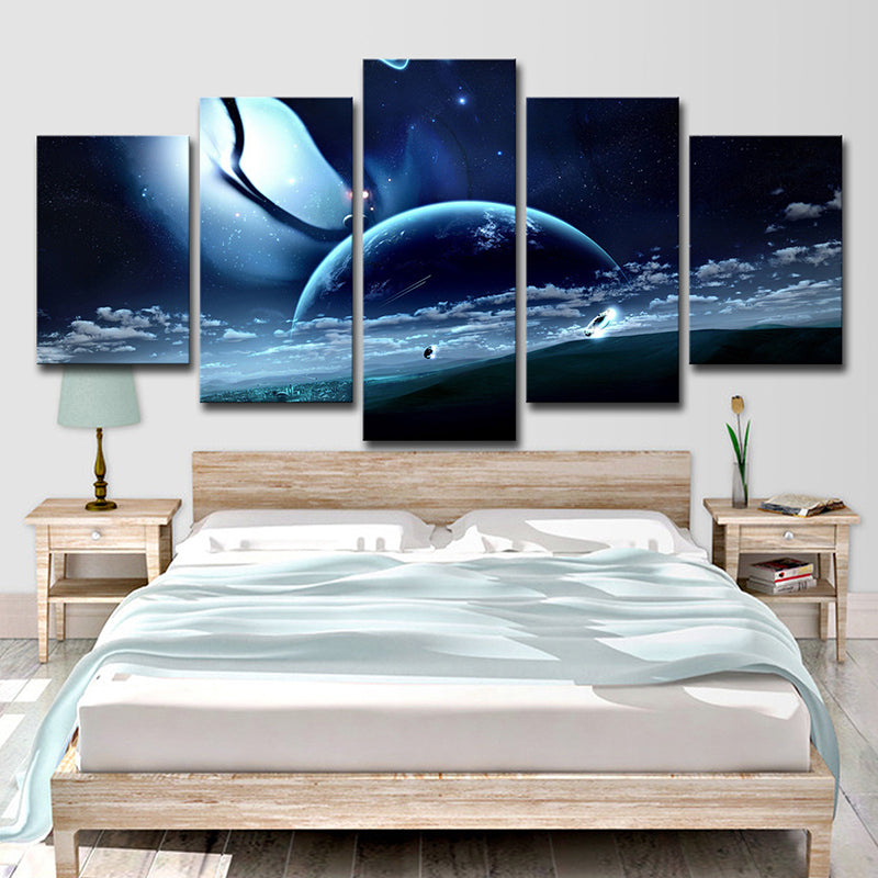 Star Trek Space View Canvas Science Fiction Multi-Piece Wall Art Decor in Dark Blue Clearhalo 'Art Gallery' 'Canvas Art' 'Kids' Arts' 1705255