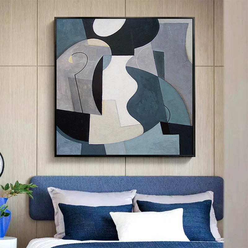 Textured Fabulous Abstract Art Canvas Scandinavian Painting for Bathroom, Multiple Sizes Blue Design 2 Clearhalo 'Arts' 'Canvas Art' 1705318