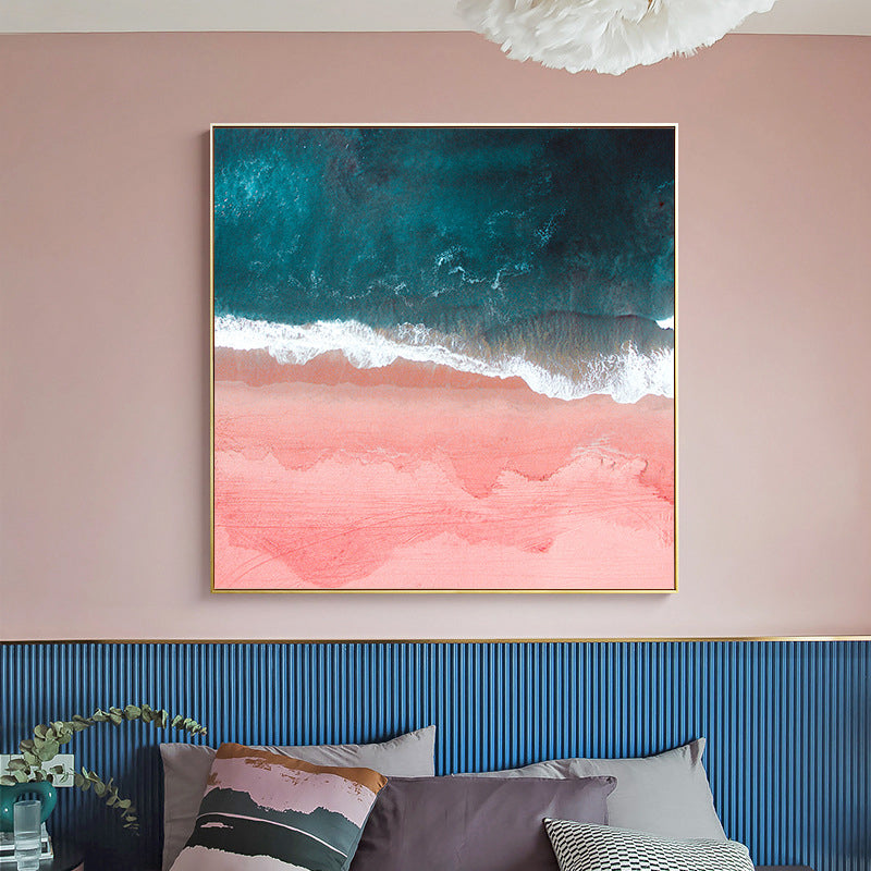 Sea Wave and Spindrift Art Print Pink-Blue Tropical Wall Decor for House Interior Clearhalo 'Art Gallery' 'Canvas Art' 'Coastal Art Gallery' 'Nautical' Arts' 1705352