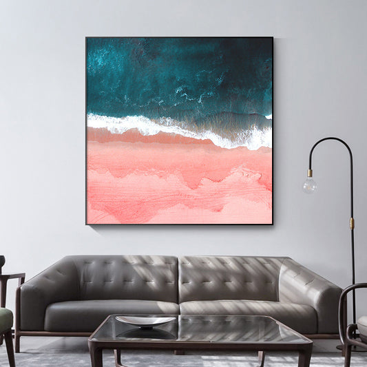 Sea Wave and Spindrift Art Print Pink-Blue Tropical Wall Decor for House Interior Clearhalo 'Art Gallery' 'Canvas Art' 'Coastal Art Gallery' 'Nautical' Arts' 1705353