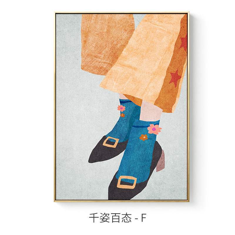 Fashionable Maid Art Scandinavian Style Canvas Textured Wall Print in Light Color Blue Clearhalo 'Arts' 'Canvas Art' 1705359