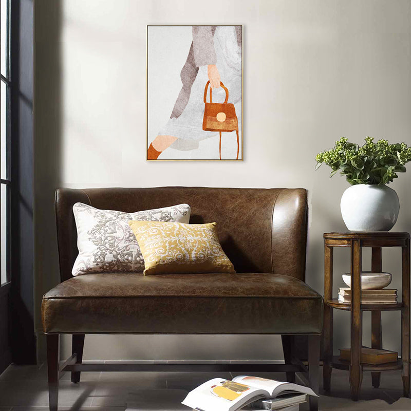 Fashionable Maid Art Scandinavian Style Canvas Textured Wall Print in Light Color Clearhalo 'Arts' 'Canvas Art' 1705360