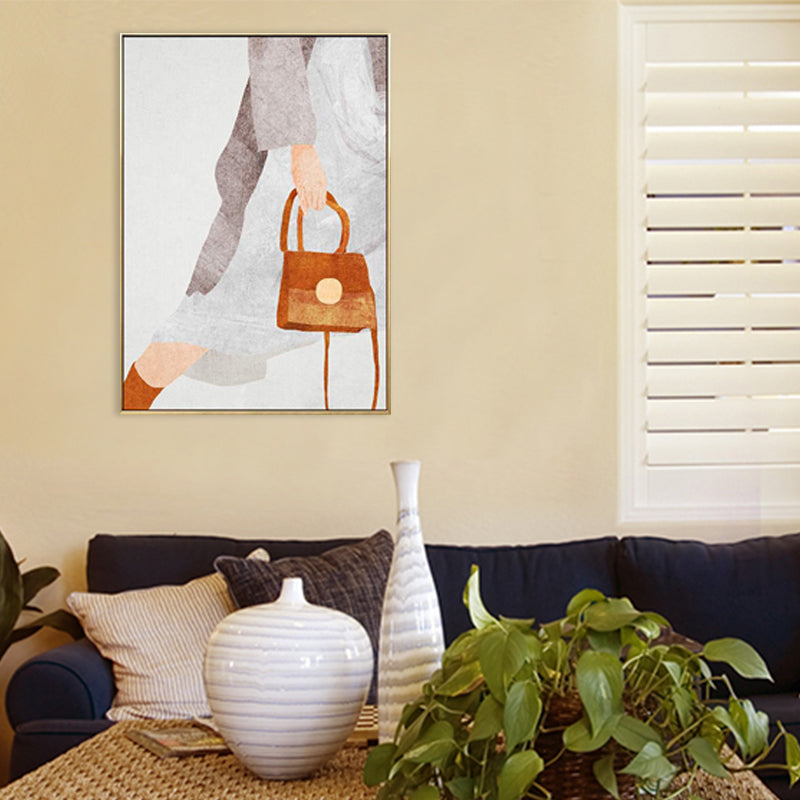 Fashionable Maid Art Scandinavian Style Canvas Textured Wall Print in Light Color Clearhalo 'Arts' 'Canvas Art' 1705361