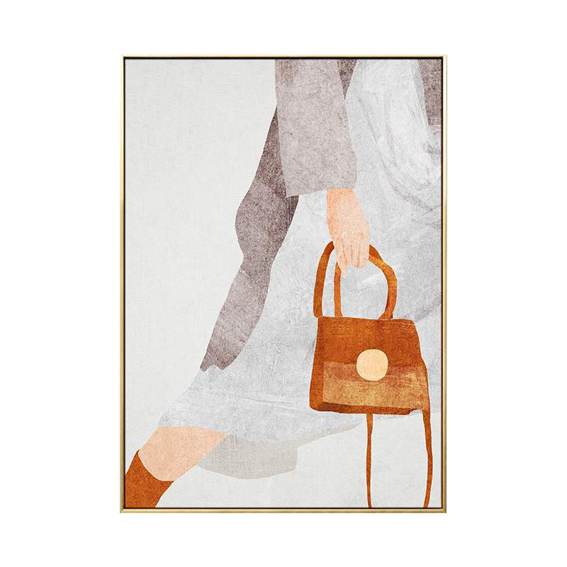 Fashionable Maid Art Scandinavian Style Canvas Textured Wall Print in Light Color