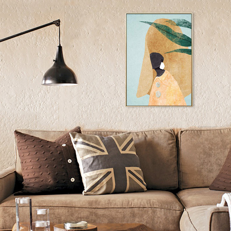 Fashionable Maid Art Scandinavian Style Canvas Textured Wall Print in Light Color Clearhalo 'Arts' 'Canvas Art' 1705367