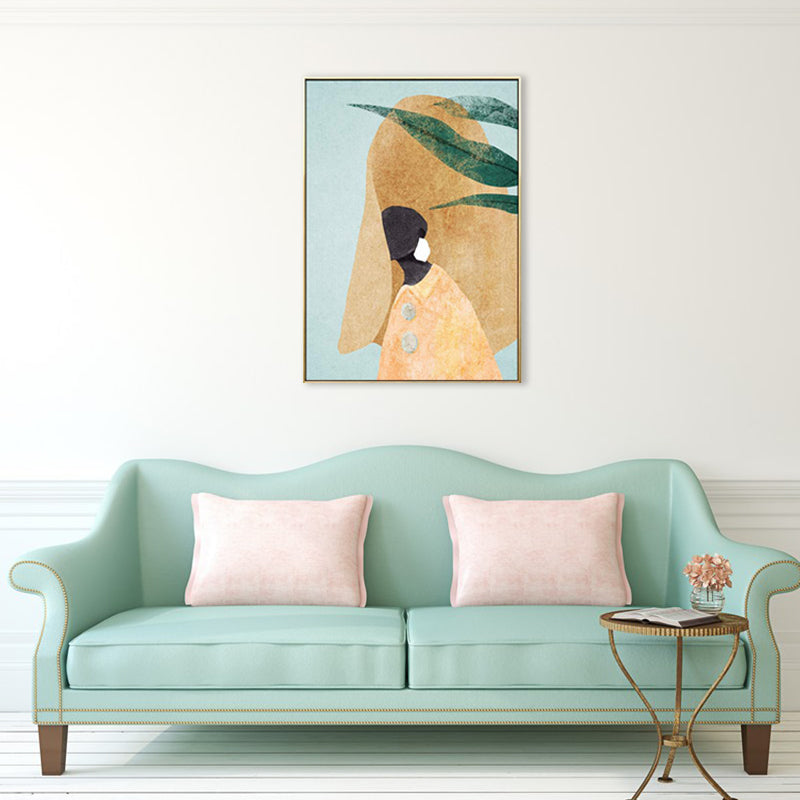 Fashionable Maid Art Scandinavian Style Canvas Textured Wall Print in Light Color Clearhalo 'Arts' 'Canvas Art' 1705368