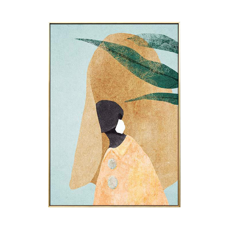 Fashionable Maid Art Scandinavian Style Canvas Textured Wall Print in Light Color Clearhalo 'Arts' 'Canvas Art' 1705369