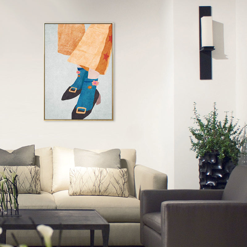 Fashionable Maid Art Scandinavian Style Canvas Textured Wall Print in Light Color Clearhalo 'Arts' 'Canvas Art' 1705370