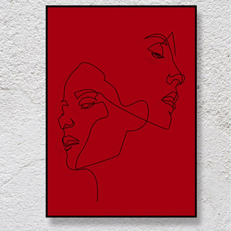 Minimalistic Line Drawing Canvas Print Black and Red Textured Wall Art for Bedroom Red Design 2 Clearhalo 'Art Gallery' 'Canvas Art' 'Contemporary Art Gallery' 'Contemporary Art' 'Minimalism' 'Minimalist Art Gallery' 'Scandinavian' Arts' 1705388