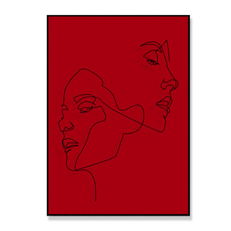 Minimalistic Line Drawing Canvas Print Black and Red Textured Wall Art for Bedroom Clearhalo 'Art Gallery' 'Canvas Art' 'Contemporary Art Gallery' 'Contemporary Art' 'Minimalism' 'Minimalist Art Gallery' 'Scandinavian' Arts' 1705391