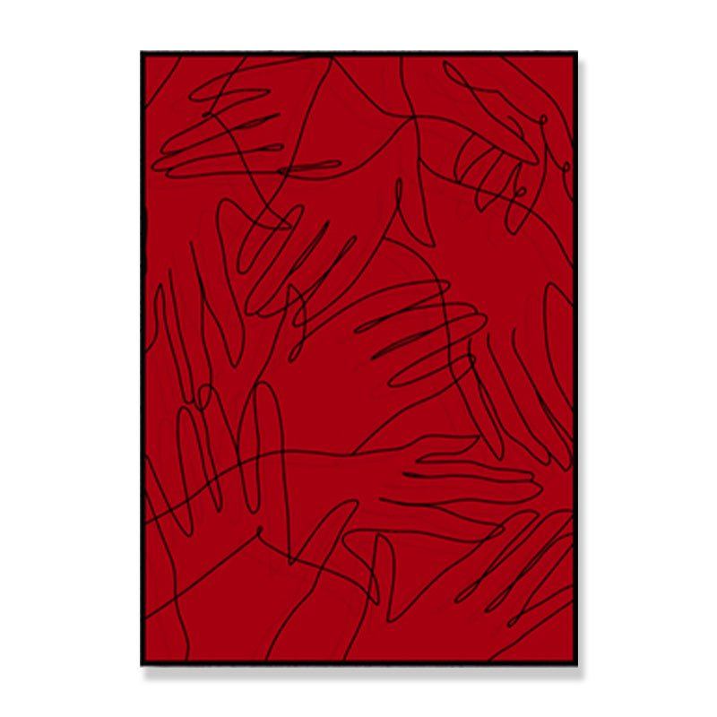 Minimalistic Line Drawing Canvas Print Black and Red Textured Wall Art for Bedroom Clearhalo 'Art Gallery' 'Canvas Art' 'Contemporary Art Gallery' 'Contemporary Art' 'Minimalism' 'Minimalist Art Gallery' 'Scandinavian' Arts' 1705395