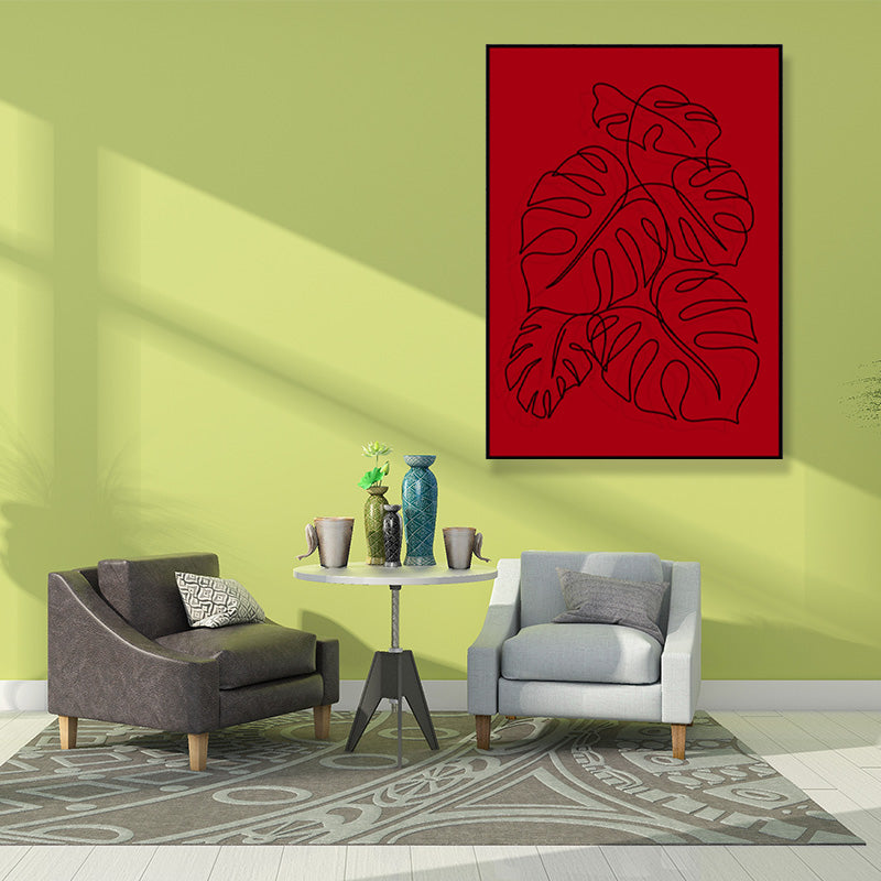 Minimalistic Line Drawing Canvas Print Black and Red Textured Wall Art for Bedroom Red Design 4 Clearhalo 'Art Gallery' 'Canvas Art' 'Contemporary Art Gallery' 'Contemporary Art' 'Minimalism' 'Minimalist Art Gallery' 'Scandinavian' Arts' 1705396