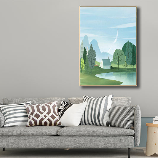 Country Style Forest Landscape Painting Pastel Color Girls Bedroom Wall Art Decor Green Clearhalo 'Art Gallery' 'Canvas Art' 'Country Art Gallery' 'French Country' 'Rustic' Arts' 1705431