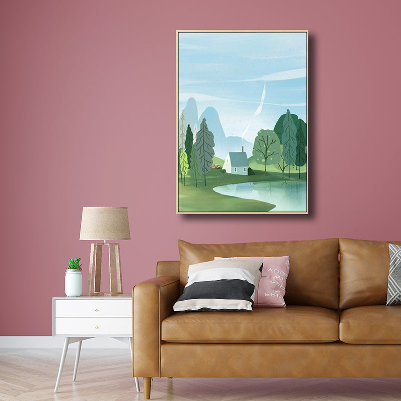 Country Style Forest Landscape Painting Pastel Color Girls Bedroom Wall Art Decor Clearhalo 'Art Gallery' 'Canvas Art' 'Country Art Gallery' 'French Country' 'Rustic' Arts' 1705432