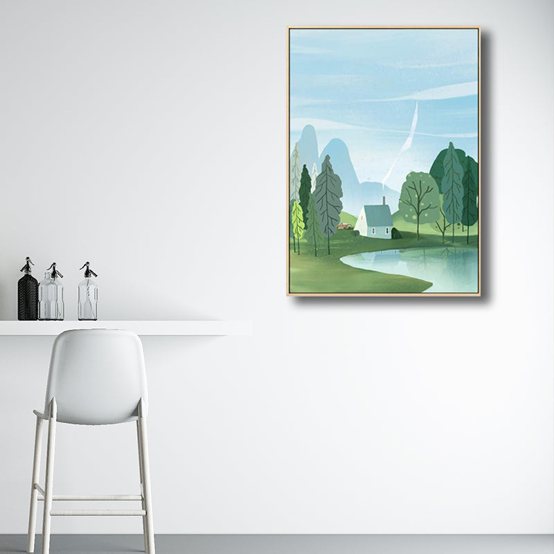 Country Style Forest Landscape Painting Pastel Color Girls Bedroom Wall Art Decor Clearhalo 'Art Gallery' 'Canvas Art' 'Country Art Gallery' 'French Country' 'Rustic' Arts' 1705433