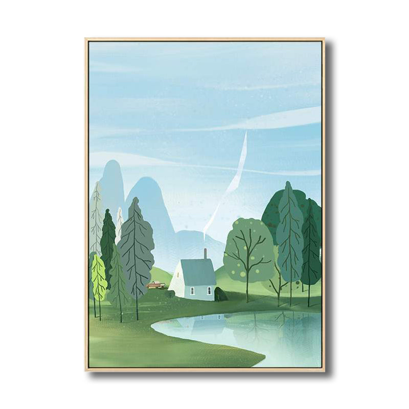 Country Style Forest Landscape Painting Pastel Color Girls Bedroom Wall Art Decor Clearhalo 'Art Gallery' 'Canvas Art' 'Country Art Gallery' 'French Country' 'Rustic' Arts' 1705434