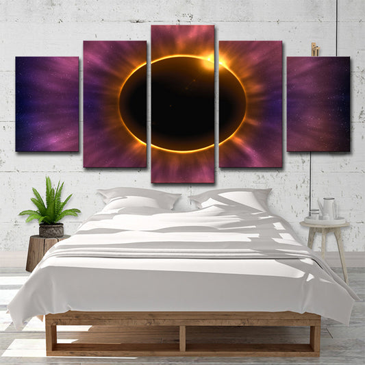 Purple Solar Eclipse Wall Art Astronomy Fictional Multi-Piece Canvas Print for Home Clearhalo 'Art Gallery' 'Canvas Art' 'Kids' Arts' 1705448