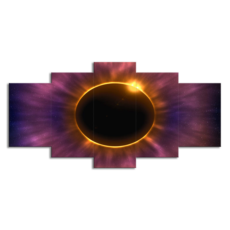 Purple Solar Eclipse Wall Art Astronomy Fictional Multi-Piece Canvas Print for Home Clearhalo 'Art Gallery' 'Canvas Art' 'Kids' Arts' 1705449