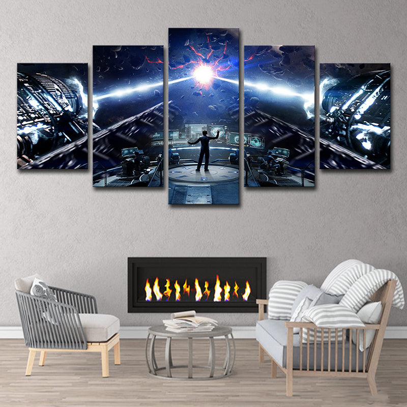 Sci-Fi Enders Game Art Print Canvas Multi-Piece Blue Wall Decor for Child Bedroom Blue Clearhalo 'Art Gallery' 'Canvas Art' 'Kids' Arts' 1705453